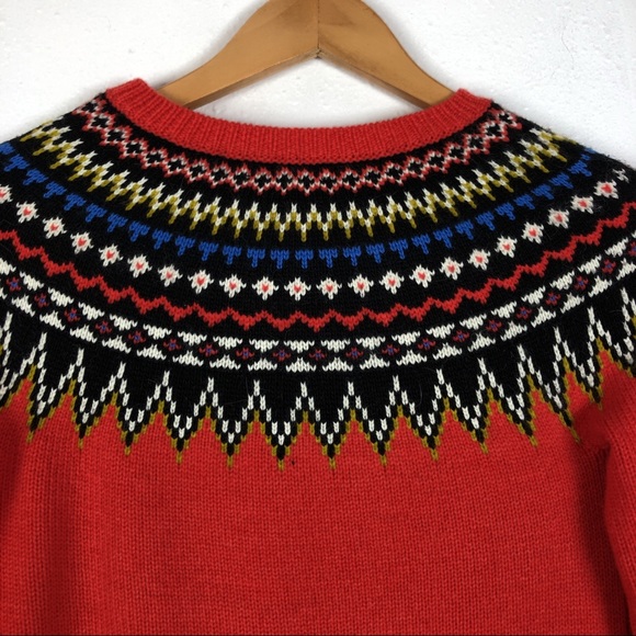 J. Crew Fair Isle Orange Long Sleeve Wool Size XXS - Picture 4 of 7